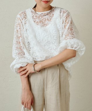 PAL OUTLET/【Loungedress】レースパフブラウス/506313456