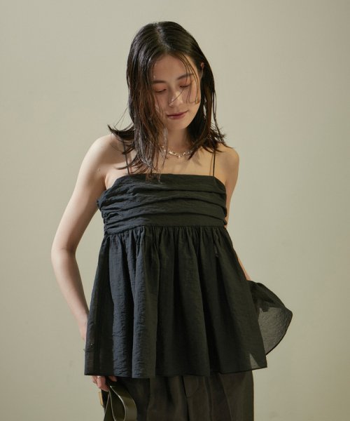オーガニックコットンタックギャザーキャミソール【アンサンブル対応】 キャミソール・ベアトップ K1667326054(12870円)