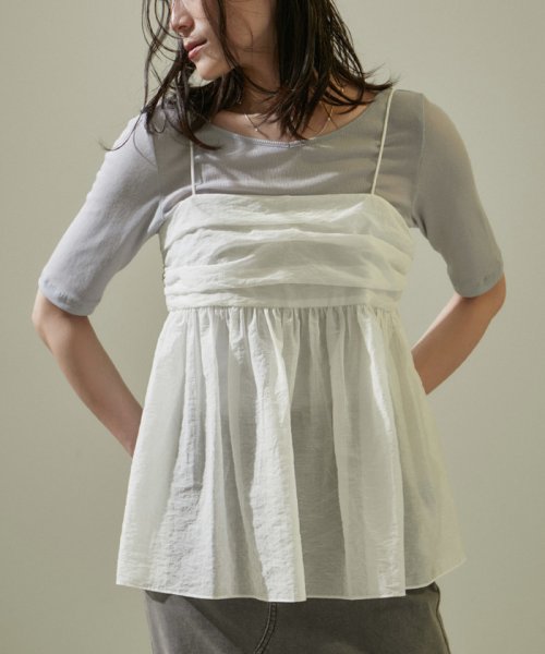 オーガニックコットンタックギャザーキャミソール【アンサンブル対応】 キャミソール・ベアトップ K1667326054(12870円)