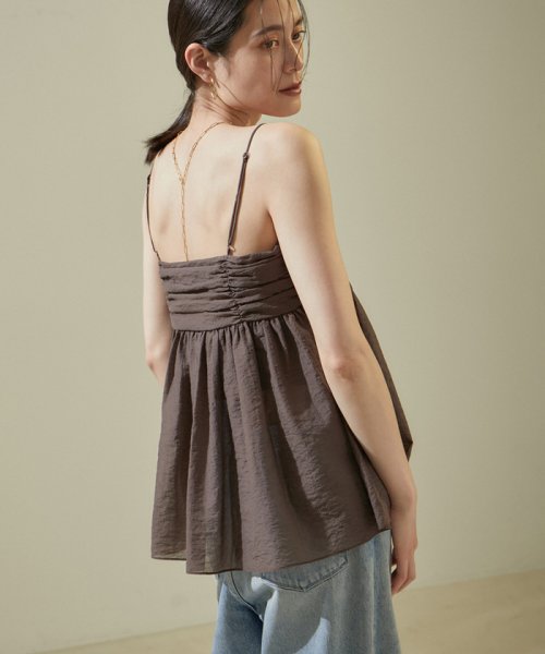 オーガニックコットンタックギャザーキャミソール【アンサンブル対応】 キャミソール・ベアトップ K1667326054(12870円)