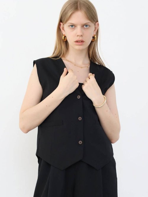 フロントボタンショートベスト 