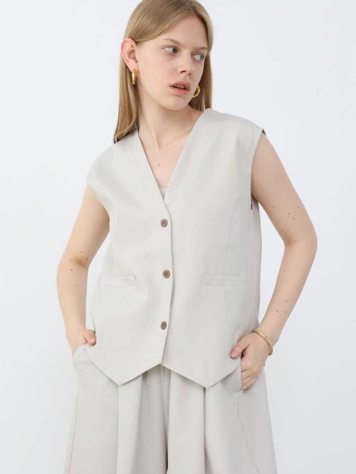 フロントボタンショートベスト 