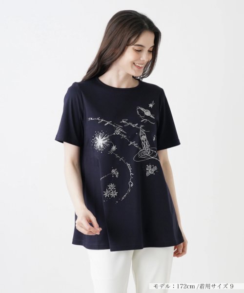 刺繍半袖Tシャツ【Leilian WHITE LABEL】 WHITE LABEL