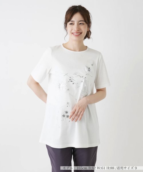 刺繍半袖Tシャツ【Leilian WHITE LABEL】 WHITE LABEL