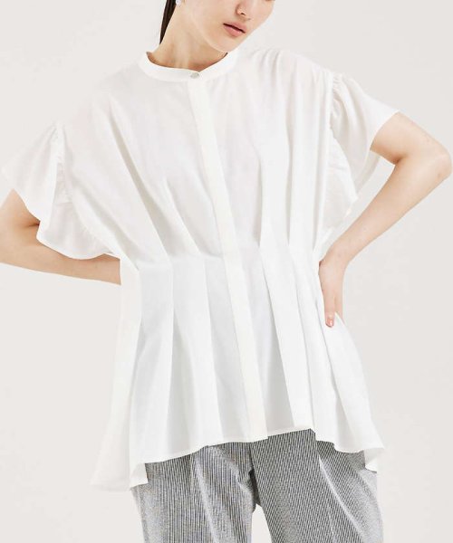 ウェストタックブラウス ノーリーズ/配色ギャザー袖リボンブラウス WSO1206390340 (9295円)