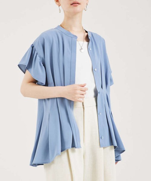 ウェストタックブラウス ノーリーズ/配色ギャザー袖リボンブラウス WSO1206390340 (9295円)