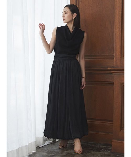 サテンドレープバルーンスカート アプワイザー　リッシェ/シアーシャツ×ラメニットワンピースセット D1598169480(12155円)