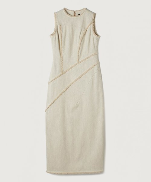 カーヴィングシームツイードワンピース 着丈 バスト 5cm ウエスト ヒップ