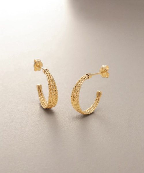 K18ミラーカット7連 フープピアス 