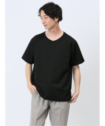 TAKA-Q/ふくれジャガード Vネック半袖Tシャツ/506360332