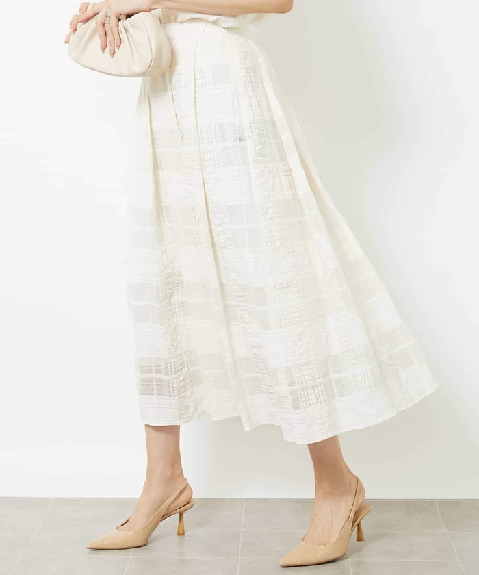 セットアップ対応]チェックジャカードレーススカート(506357461  