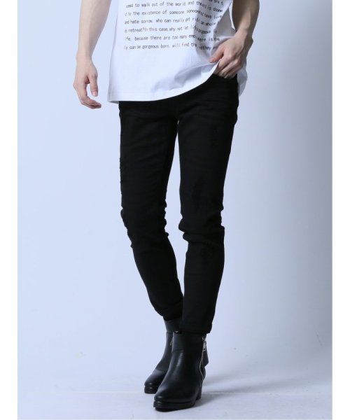 ストレッチ リペア アンクルスキニーデニム ストレッチ リペア