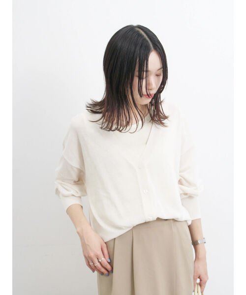 セール】【接触冷感】シアーVネックカーディガン(506365529  