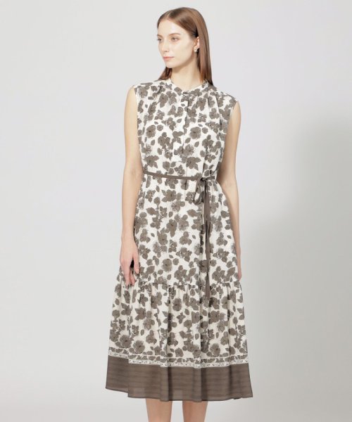 フラワーパネルプリント サックドレス 