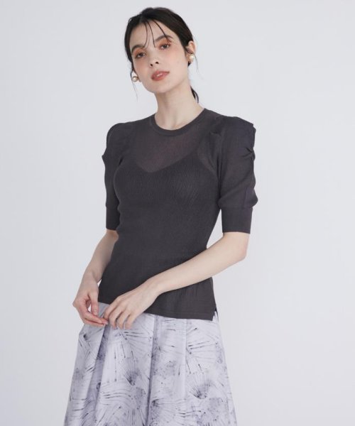 ボリュームスリーブシアーニット 