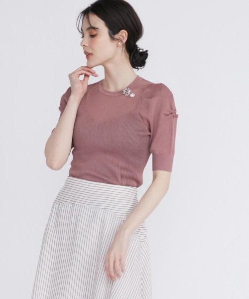 ボリュームスリーブシアーニット 