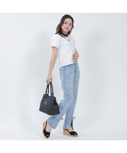 デニムサイドスナップ トート ベージュ ネイビー