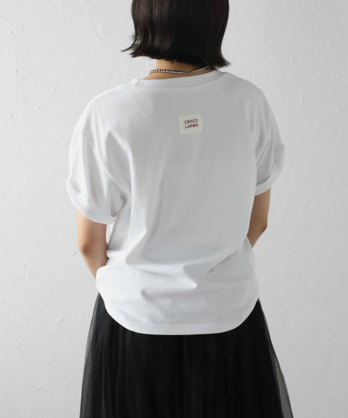 Bonjour Sagan(ボンジュールサガン)/バックカラーロゴラベルTシャツ/WHITE×WHITE