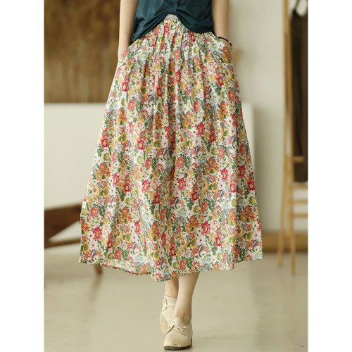 花柄スカート 体型カバー ウエストゴム mmfls328jj(506390089  