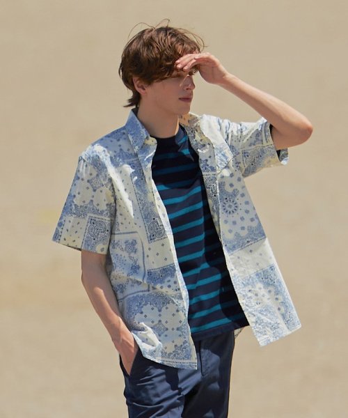 ペイズリーバンダナプリント シャツ 