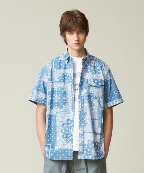 ペイズリーバンダナプリント シャツ 