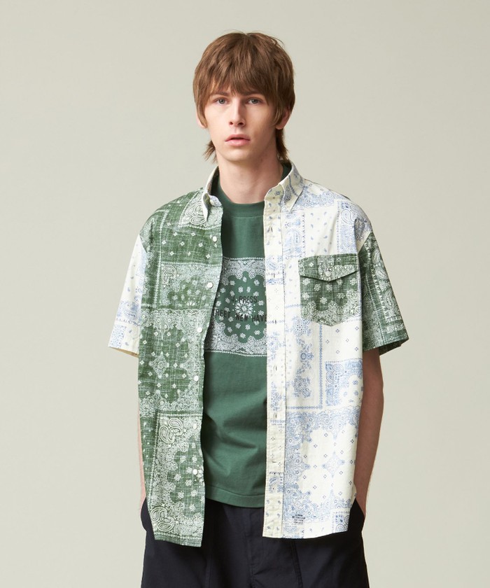 【MONCLER】シャツ バンダナプリント ペイズリー柄 コットン 2色 MONCLER】シャツ バンダナプリント ペイズリー柄 コットン 2色