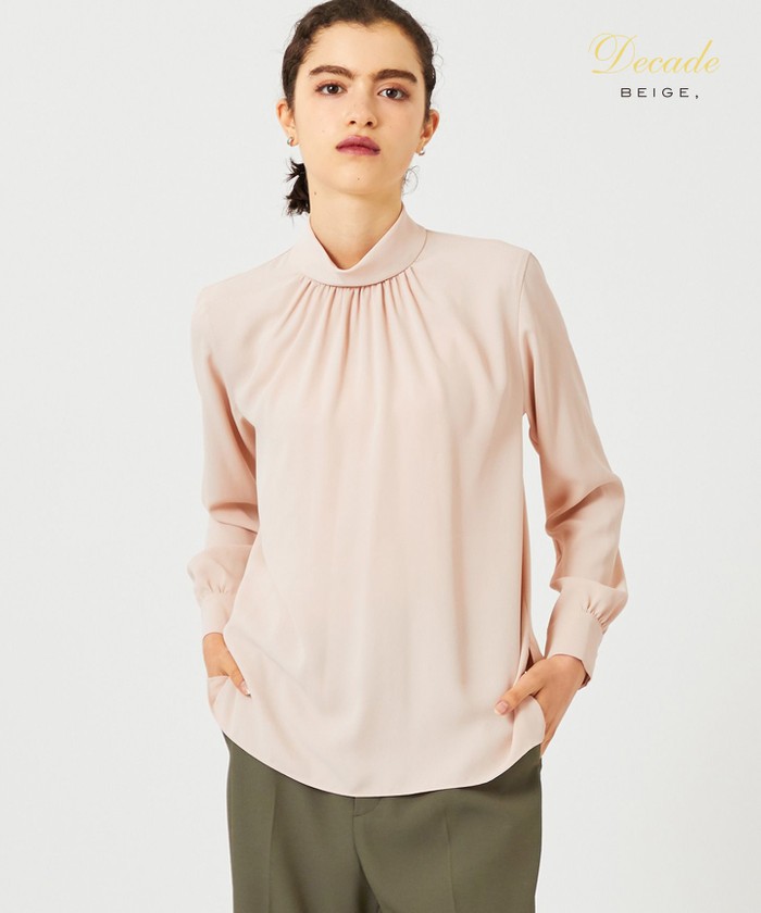 BEIGE 【洗える】EVA / ハイネックロングスリーブブラウス NUDE 2 BEIGE 【洗える】EVA / ハイネックロングスリーブブラウス NUDE 2