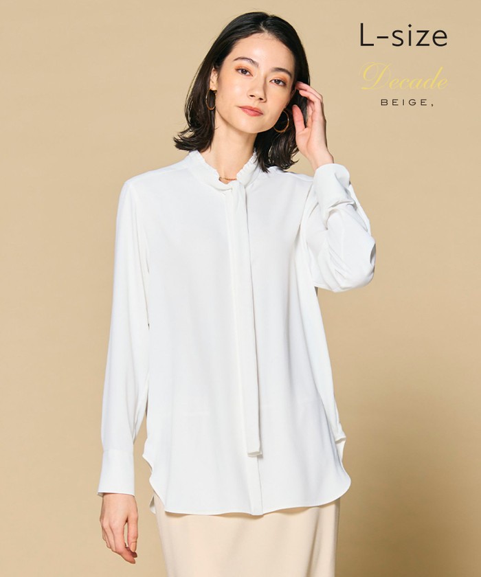BEIGE 【洗える・L−size】EVA / ボウタイロングスリーブブラウス WHITE 10 BEIGE 【洗える・L−size】EVA / ボウタイロングスリーブブラウス WHITE 10