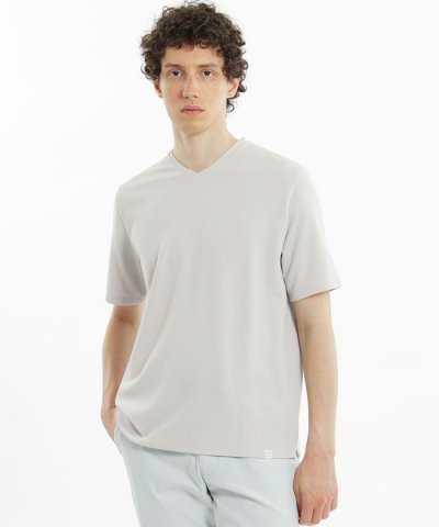 ストレッチミラノリブ Vネック半袖Tシャツ