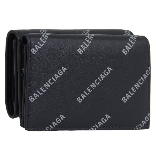 長財布好きな貴方に BALENCIAGA 黒っぽい ブラックレザー