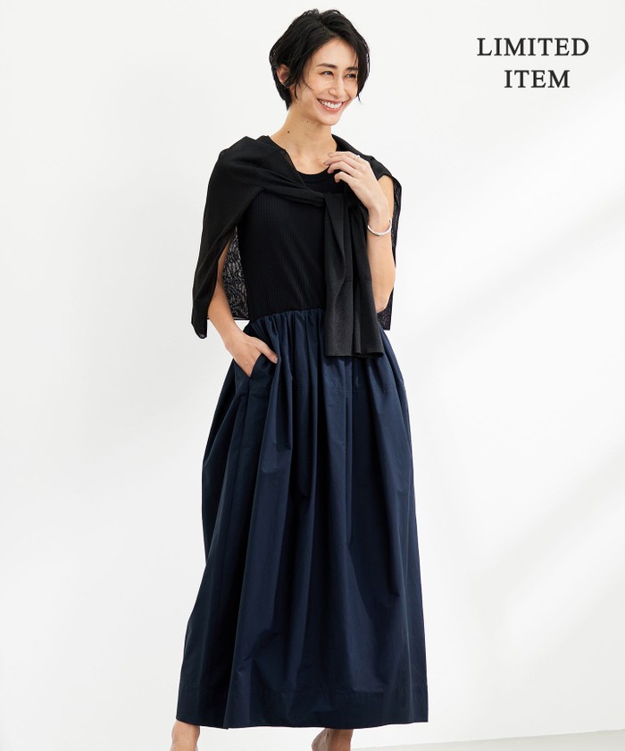 美品✦ฺ大きいサイズ48 ICB/アイシービー　フレアワンピース　ロング　ブルー 美品✦ฺ大きいサイズ48 ICB/アイシービー フレアワンピース