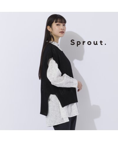 【Sprout.】アイレット編み　プルオーバーニットベスト
