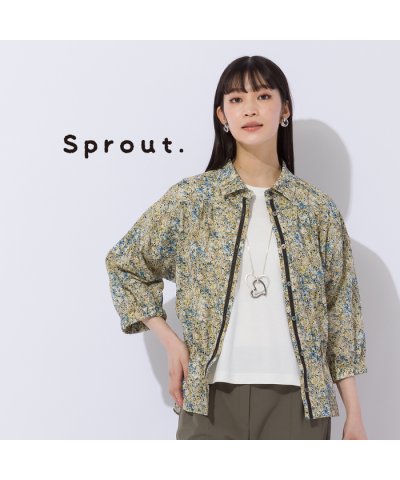 【Sprout.】リバティプリント生地使用　幾何プリントブラウス