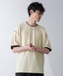 nano・universe/カラーステッチジャガードTシャツ 半袖/506101992