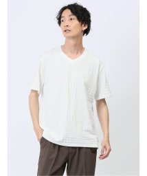 TAKA-Q/リンクスチェック Vネック半袖Tシャツ/506451585