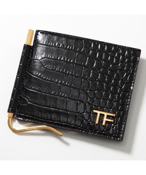 美品 トムフォード 二つ折り財布 マネークリップ レザー ゴールド金具 