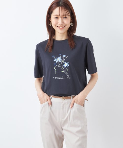 DECOY Since1981(デコイ)/【汗染み防止・UVカット・接触冷感】ひやさらプリントTシャツ/ネイビー