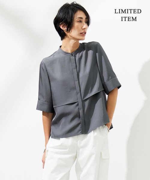WEB限定・洗える】 シルキーツイル クロップドシャツ(506487919)｜阪急 