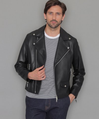 【Weather proofed Leather】レザーダブルライダースジャケッ
