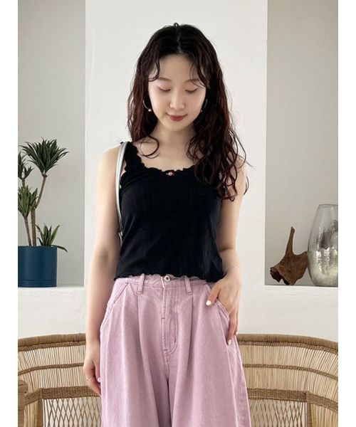 LILYBROWNLingerie 【LILY BROWN Lingerie】コットンフリルタンク BLK S LILYBROWNLingerie 【LILY BROWN Lingerie】コットンフリルタンク BLK S