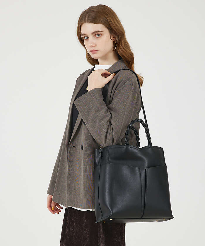 LOWELLThings Twiste/ダブルポケット2WAYトート L ブラック F