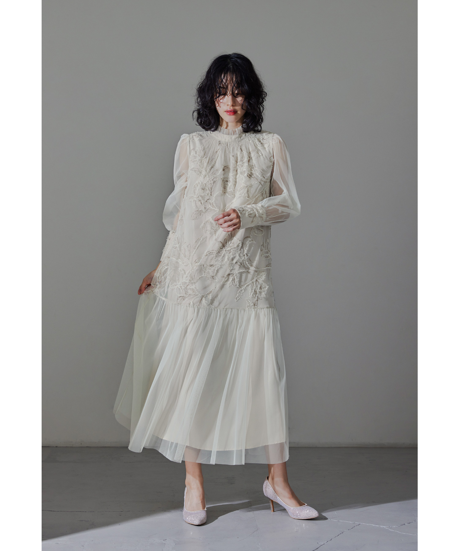 niana ニアナフラワー刺繍チュールドレスパーティーワンピース結婚式