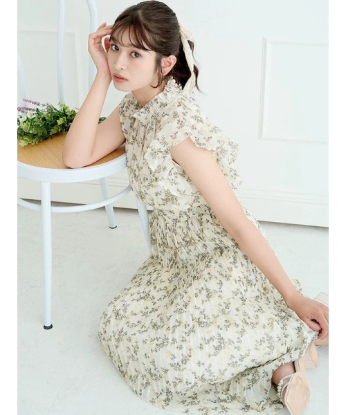 【美品】トッカ ローウエストツイードワンピース 花チャーム フレア ネイビー 0 【美品】トッカ ローウエストツイードワンピース 花チャーム フレア ネイビー 0