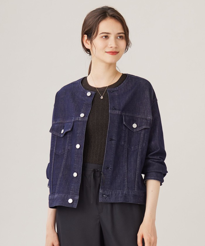 ご好評につき追加生産・洗える】USUKARU DENIM ノーカラージャケット
