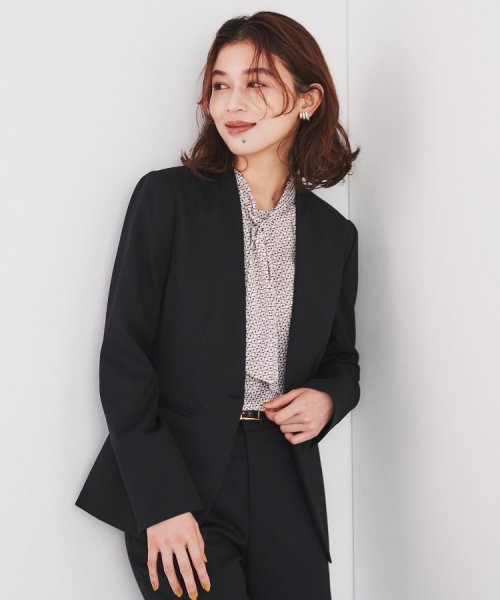 洗える/通勤スーツ】レジェールギャバ カラーレスジャケット(506557102  