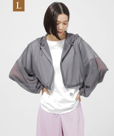 【L】【夏の冷房対策に】【ウォッシャブル】シアージャージーカットブルゾン