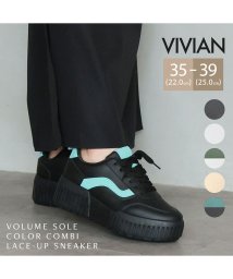 VIVIAN/厚底異素材カラーコンビレースアップスニーカー/506561987