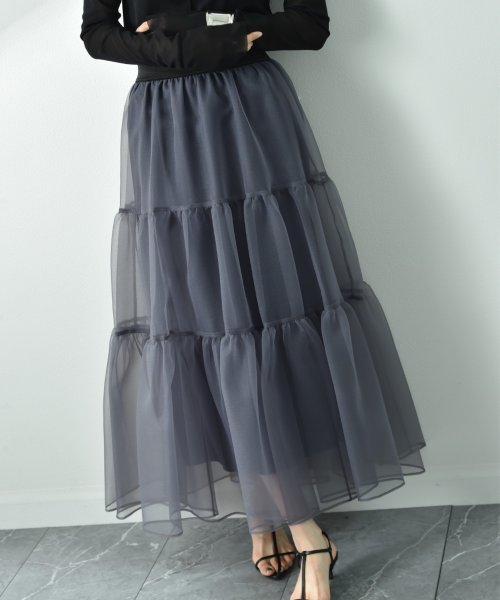 セール】【anana】シアーオーガンジーティアードスカート  