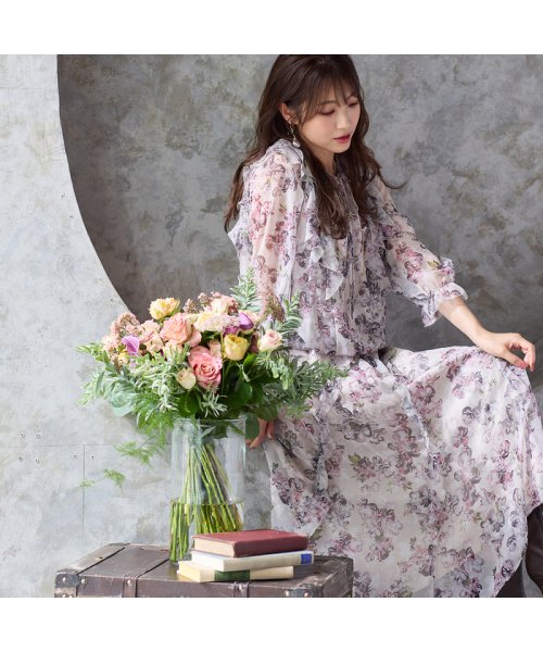 PRADA 衒っ プラダ 花柄 ワンピース バラ 薔薇 シルク リボン