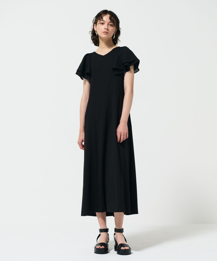 GRACECONTINENTAL フリルスリーブカットワンピース ブラック 36